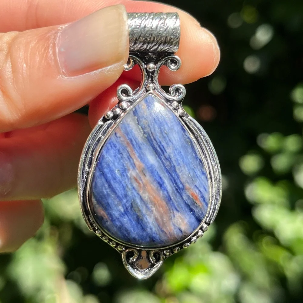 925 silver plated‎ sodalite pendant